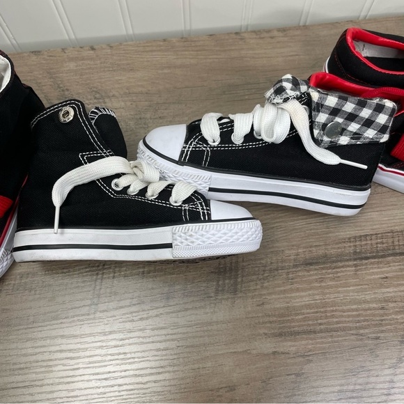 Kids sz 7 Toddler Black, White and Red Canvas Sneaker Bundle of 3 Everyday use - Picture 4 of 15